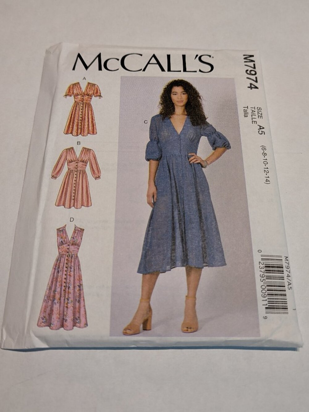 Sewing Pattern Contemporary Casual Dress McCalls M7974